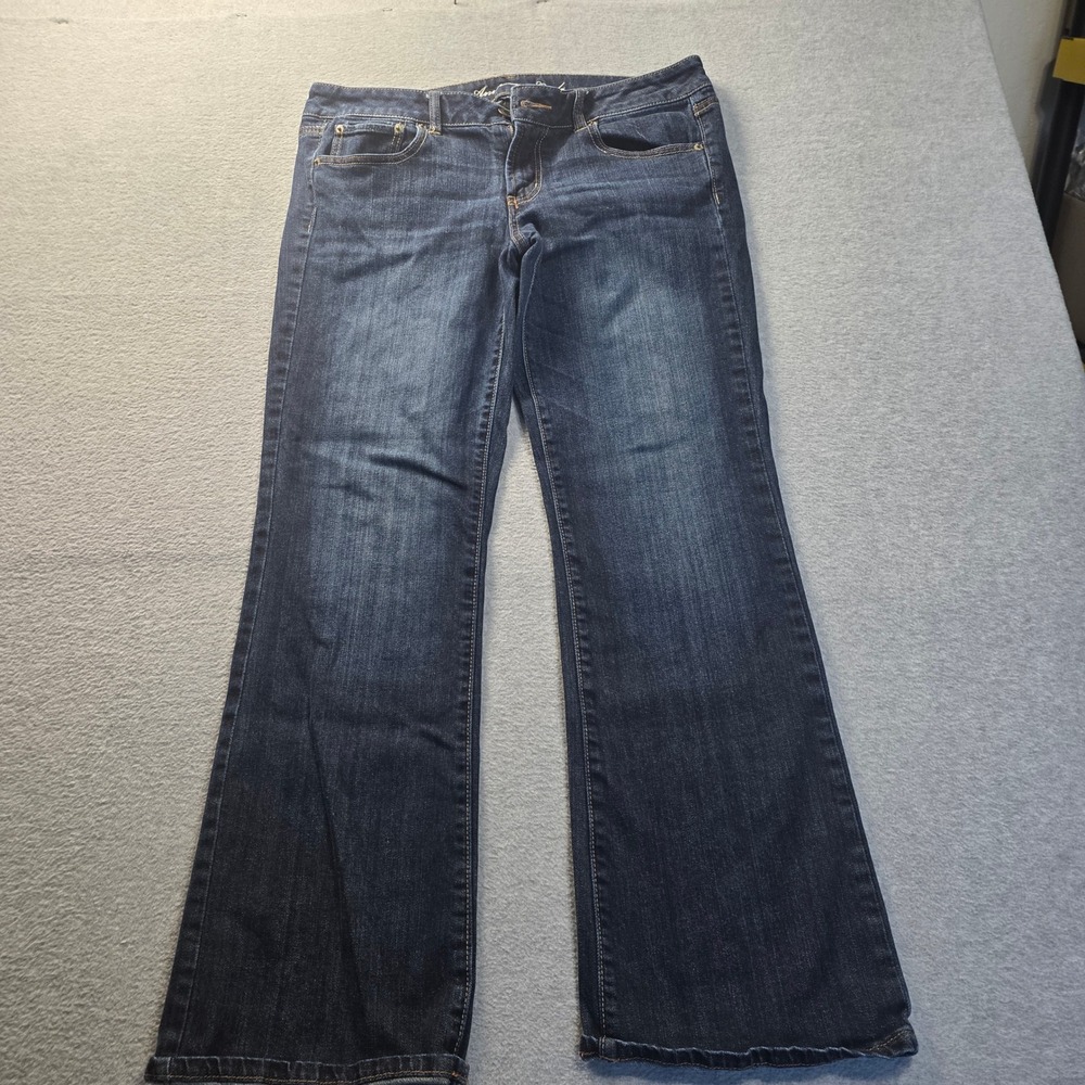 American Eagle Low Rise Bootcut Jeans Womens 14 Dark Wash Blue Stretch 35x30